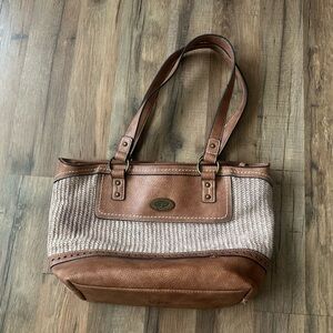 Born boc Callahan Straw Classic Brown and Tan Women's Tote Bag